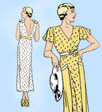 New York 1133: 1930s Uncut Dress w Plunging Back Sz 36 B Vintage Sewing Pattern