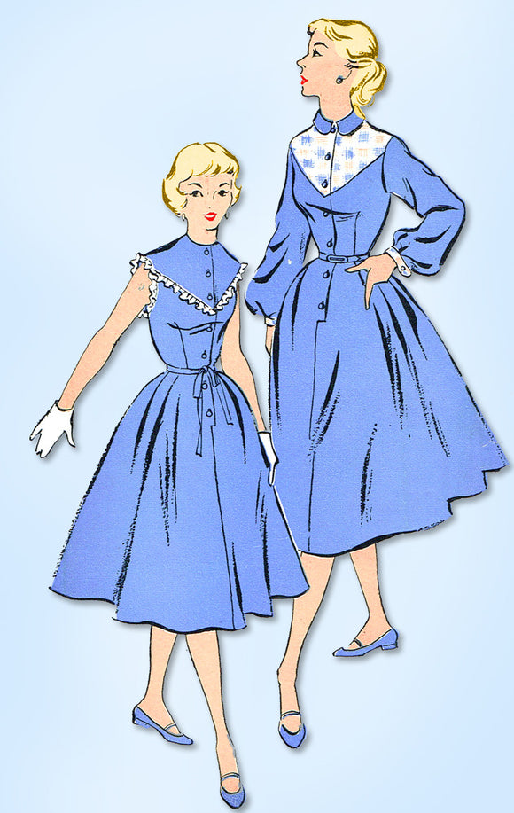 1950s Vintage New York Sewing Pattern 1137 Uncut Misses Day Dress Size 17 35 B