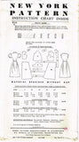 1950s Vintage New York Sewing Pattern 1137 Uncut Misses Shirtwaist Dress Sz 33 B