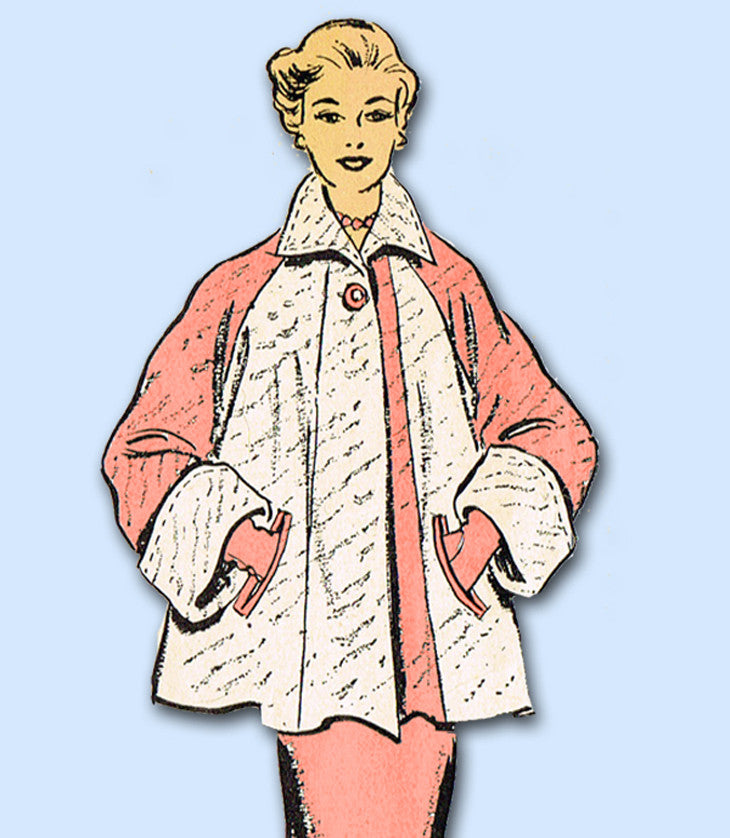 American Stylist 秋冬特大号 1949-1950 Long Knitted Mohair Coat Pattern, Vintage 1950s