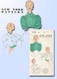 1940s Original Vintage New York Pattern 1202 Cute Uncut Misses Blouse Sz 30 Bust