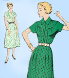 New York 1219: 1950s Uncut Misses Street Dress Sz 30 B Vintage Sewing Pattern