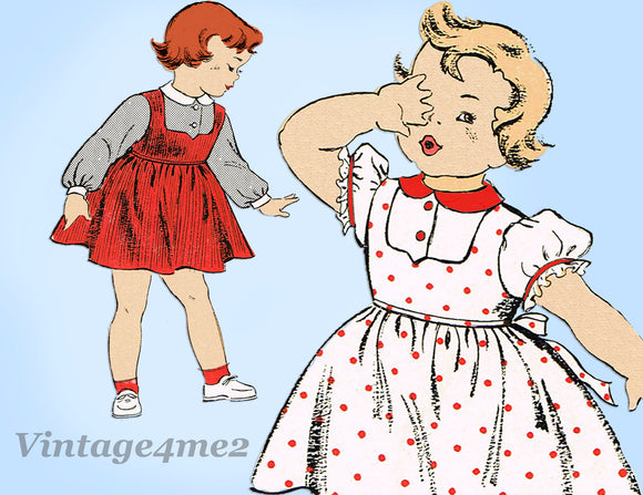 New York: 1950s Cute Toddler Girls Jumper Sz 3 Vintage Sewing Pattern - Vintage4me2