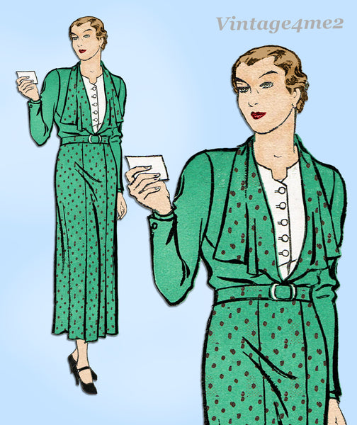 New York 1226: 1930s Uncut Women's Street Dress Size 36 B Vintage Sewing Pattern