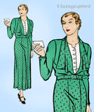 New York 1226: 1930s Uncut Women's Street Dress Size 36 B Vintage Sewing Pattern