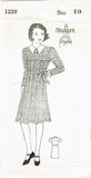 1930s Vintage New York Sewing Pattern 1239 Uncut Girls Pleated Dress Size 10