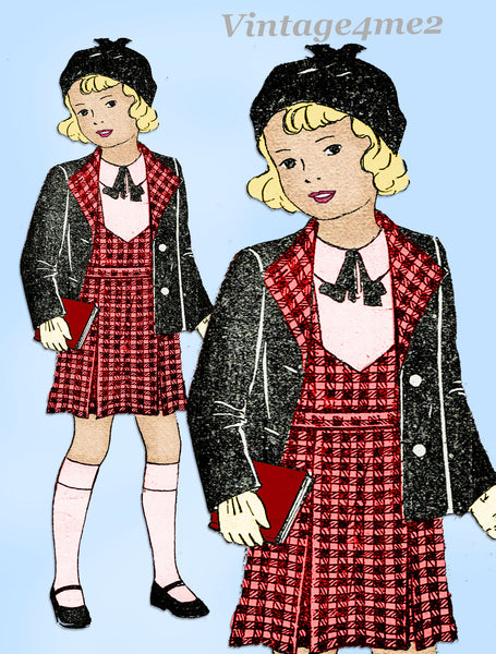1930s Vintage New York Sewing Pattern 1241 Uncut Toddler Girls Jumper Suit Sz 6