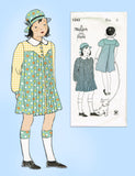 1930s Vintage New York Sewing Pattern 1243 Uncut Toddler Girls Pleated Dress Sz 2