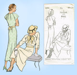 New York 1275: 1930s Uncut Misses Street Dress Sz 36 Bust Vintage Sewing Pattern