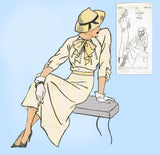 New York 1275: 1930s Uncut Misses Street Dress Sz 36 Bust Vintage Sewing Pattern
