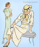 New York 1275: 1930s Uncut Misses Street Dress Sz 36 Bust Vintage Sewing Pattern