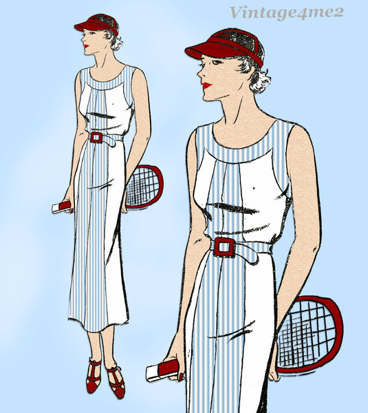 New York 1286: 1930s Uncut Misses Sporty Dress Size 36 B Vintage Sewing Pattern