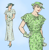 New York 1292: 1930s Uncut Misses Afternoon Dress Sz 38 B Vintage Sewing Pattern