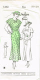 New York 1292: 1930s Uncut Misses Afternoon Dress Sz 38 B Vintage Sewing Pattern