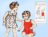 1930s Vintage New York Sewing Pattern 1295 Uncut Girls Dress & Romper Size 6