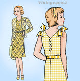 1930s Vintage New York Sewing Pattern 1297 Darling Uncut Girls Sun Dress Size 12