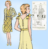 1930s Vintage New York Sewing Pattern 1297 Darling Uncut Girls Sun Dress Size 12