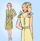 1930s Vintage New York Sewing Pattern 1297 Darling Uncut Girls Sun Dress Size 12