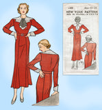 New York 1303: 1930s Uncut Misses Street Dress 38 Bust Vintage Sewing Pattern