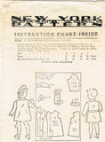 New York 1326: 1940s Uncut Baby Girls Coat & Hat Sz 2 Vintage Sewing Pattern