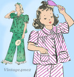 New York 1348: 1940s Uncut Little Girls Pajamas Size 14 Vintage Sewing Pattern