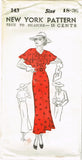 New York 143: 1930s Uncut Misses Afternoon Dress Sz 36 B Vintage Sewing Pattern