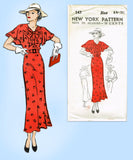 New York 143: 1930s Uncut Misses Afternoon Dress Sz 36 B Vintage Sewing Pattern