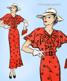 New York 143: 1930s Uncut Misses Afternoon Dress Sz 36 B Vintage Sewing Pattern
