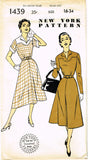 1940s Vintage New York Sewing Pattern 1439 Cute Uncut Misses Day Dress Size 34 B