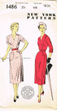 1940s Vintage New York Sewing Pattern 1486 Uncut Misses Street Dress Sz 34 Bust