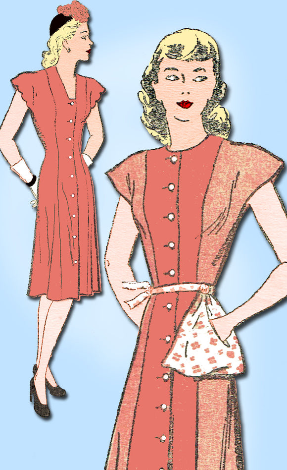 1940s Vintage New York Sewing Pattern 149 Misses Princess Dress Size 14 32 Bust