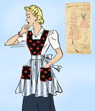 New York 1502: 1940s Cute WWII Misses Pinafore Apron 34B Vintage Sewing Pattern
