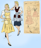 New York 1502: 1940s Cute WWII Misses Pinafore Apron 34B Vintage Sewing Pattern
