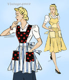 New York 1502: 1940s Cute WWII Misses Pinafore Apron 34B Vintage Sewing Pattern