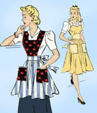 New York 1502: 1940s Cute WWII Misses Pinafore Apron 34B Vintage Sewing Pattern