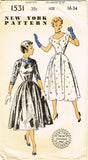 1950s Vintage New York Sewing Pattern 1531 Uncut Misses Afternoon Dress Size 34B