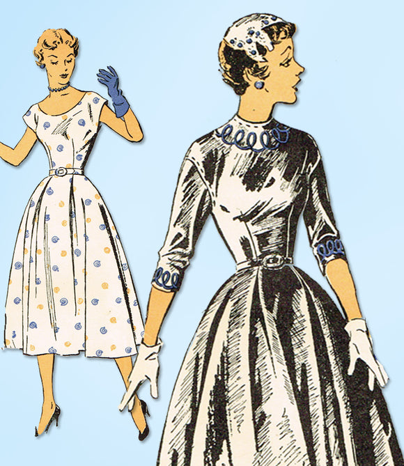 1950s Vintage New York Sewing Pattern 1531 Uncut Misses Afternoon Dress Size 34B