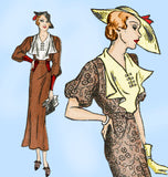 New York 1536: 1930s Uncut Misses Street Dress 36 Bust Vintage Sewing Pattern