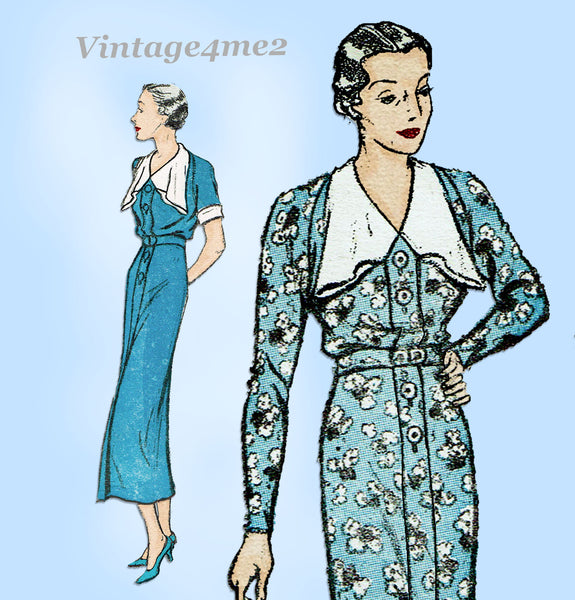 New York 1540: 1930s Uncut Misses Street Dress Size 34 B Vintage Sewing Pattern