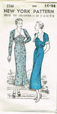 New York 1540: 1930s Uncut Misses Street Dress Size 34 B Vintage Sewing Pattern