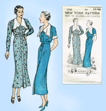 New York 1540: 1930s Uncut Misses Street Dress Size 34 B Vintage Sewing Pattern
