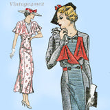 New York 1542: 1930s Uncut Plus Size Coat Dress 44 Bust Vintage Sewing Pattern