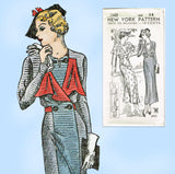 New York 1542: 1930s Uncut Plus Size Coat Dress 44 Bust Vintage Sewing Pattern