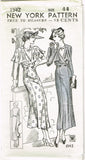 New York 1542: 1930s Uncut Plus Size Coat Dress 44 Bust Vintage Sewing Pattern