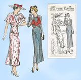 New York 1542: 1930s Uncut Plus Size Coat Dress 44 Bust Vintage Sewing Pattern