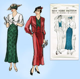 New York 1553: 1930s Uncut Misses Dress & Jacket Sz 46 B Vintage Sewing Pattern