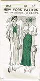 New York 1553: 1930s Uncut Misses Dress & Jacket Sz 48 B Vintage Sewing Pattern