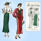 New York 1553: 1930s Uncut Misses Dress & Jacket Sz 48 B Vintage Sewing Pattern