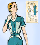 1940s Vintage New York Sewing Pattern 1554 Uncut Misses Slender Dress Sz 38 Bust