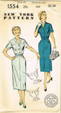 1940s Vintage New York Sewing Pattern 1554 Uncut Misses Slender Dress Sz 38 Bust